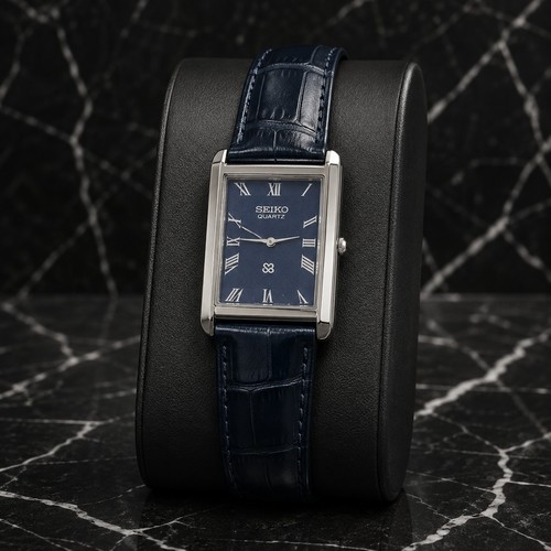Seiko slim rectangular blue - seiko,