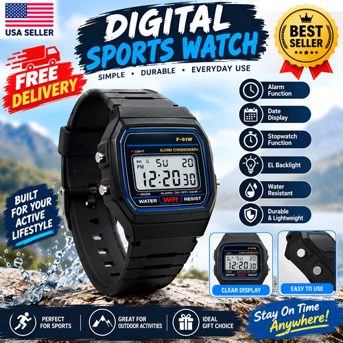 F91w classic digital watch - f91w,